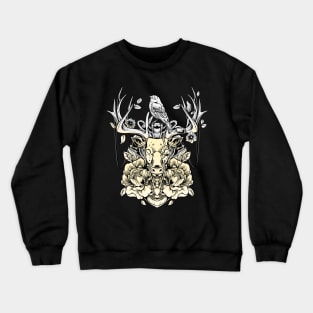 Deer and Bird Tattoo Design Crewneck Sweatshirt